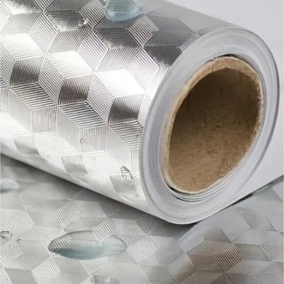 Silver metallic look contact paper countertops walls heat resistant set of 8 - Picture 2 of 3